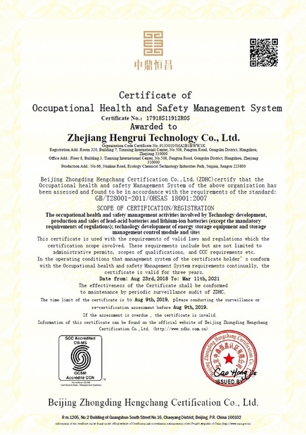 الصين Zhejiang Hengrui Technology Co., Ltd. الشهادات